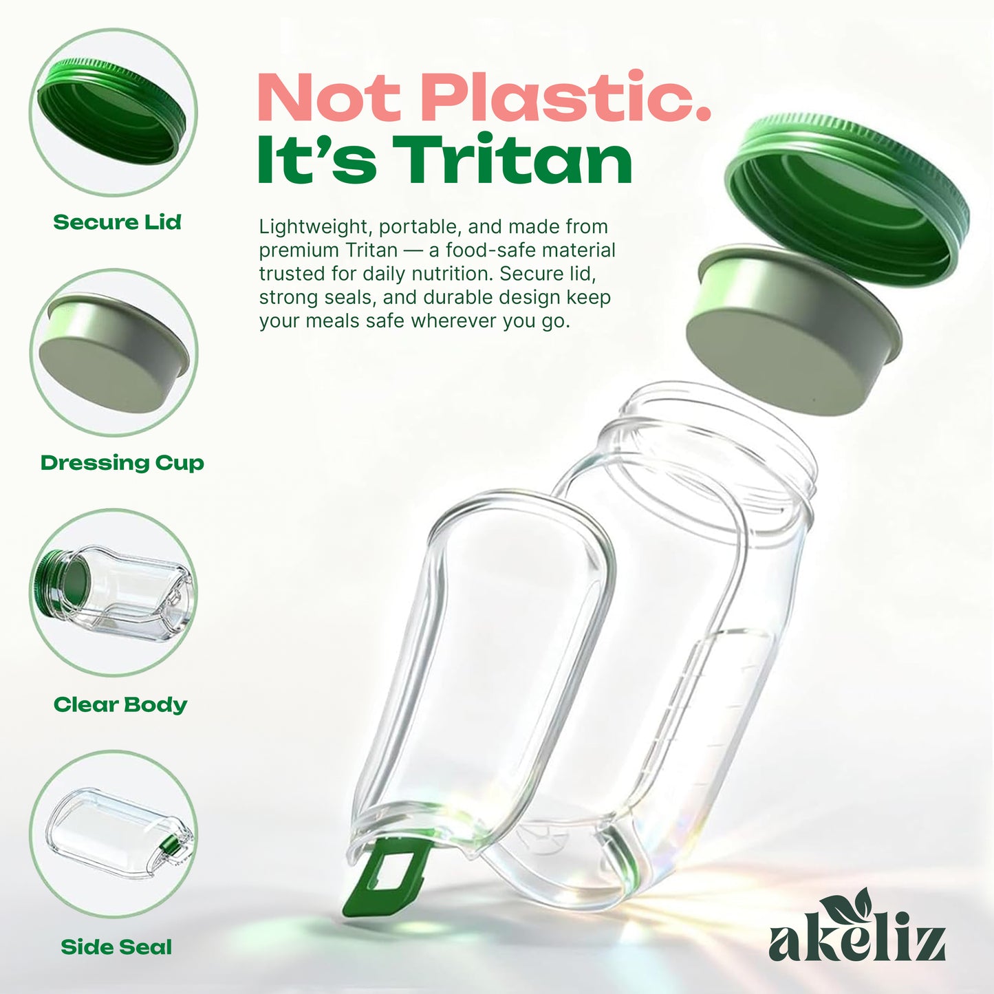 Freshora Salad Pod | Leak-Proof, Side-Opening Lunch Container | BPA-Free & Portable