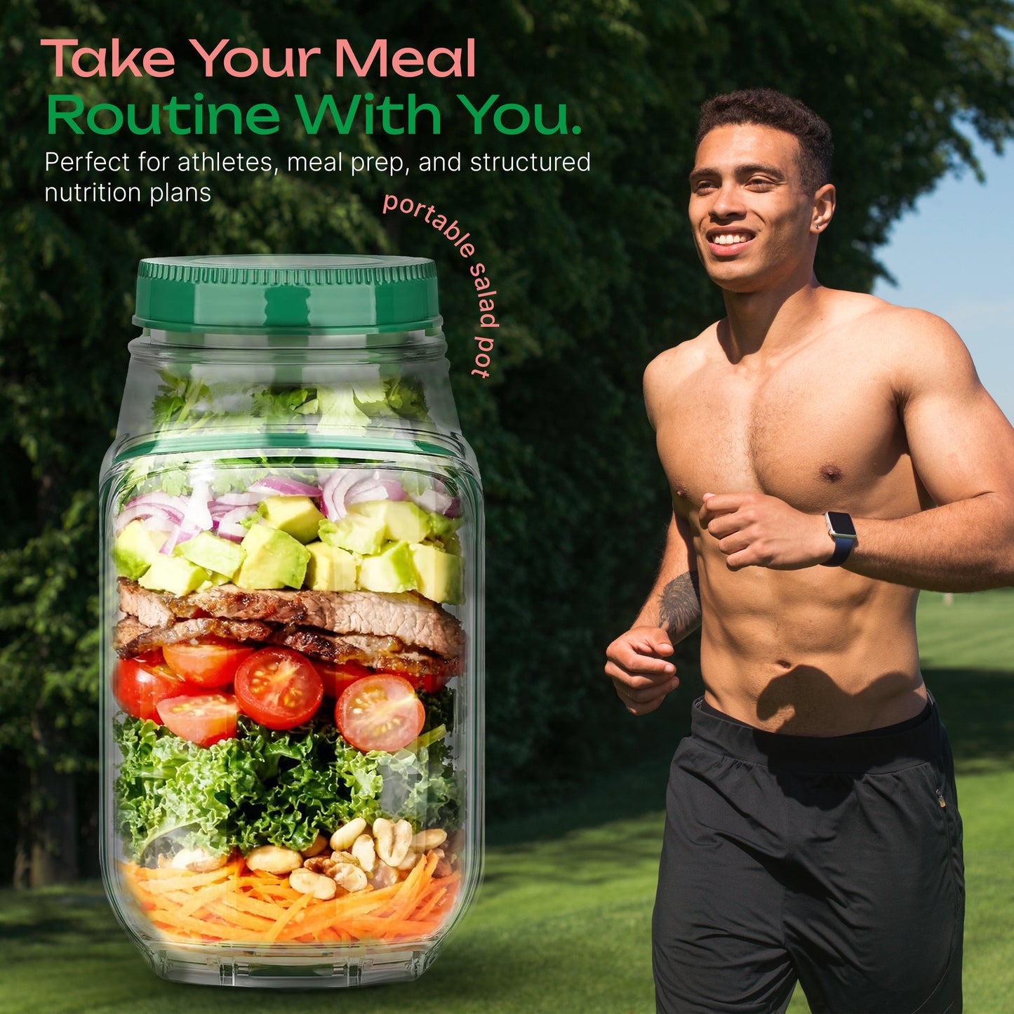Freshora Salad Pod | Leak-Proof, Side-Opening Lunch Container | BPA-Free & Portable